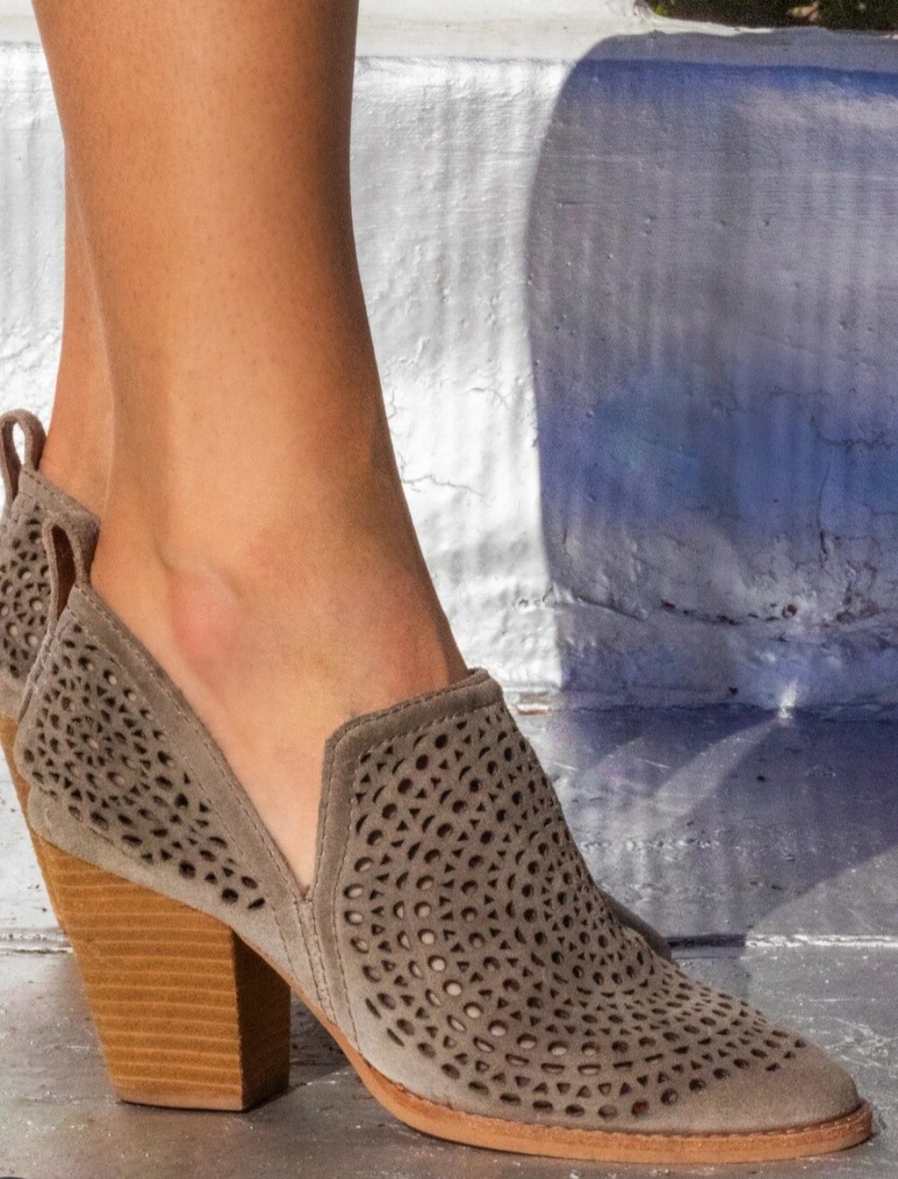 Jeffery Campbell Rosalee Cut Taupe Suede Bootie 7.5